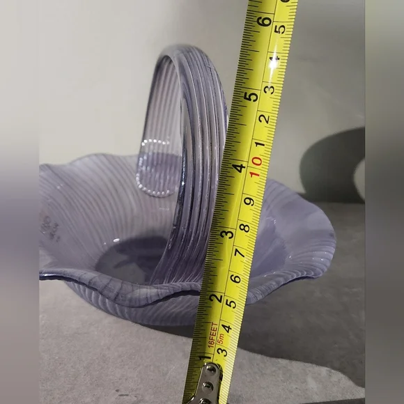 🌟 Laslo Mikasa Japana Vintage Lavender Glass Candy Dish Bride's Basket Purple - Picture 16 of 16